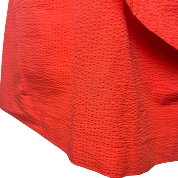 Cuyana red orange seersucker ruffle shoulder top size medium summer bright beach - Picture 2 of 7